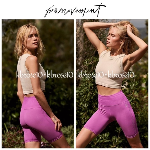 Free People FP Movement Good Karma Bike Shorts in Neon Magenta Size M/L - Picture 2 of 9